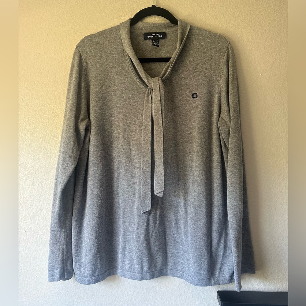 Chase Bank Uniform by Lands End Large Bell sleeve sweater grey